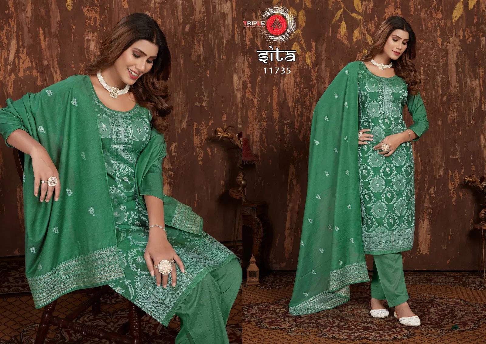 Sita By Triple A Pure Muslin Pure Muslin Lakhnavi Jacquard Dress Material Wholesalers In Delhi